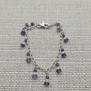 7 Inch Sterling Silver Quartz Stone Charms Bracelet A5011